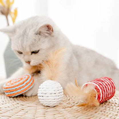 Wood Cat Toy Feather Set