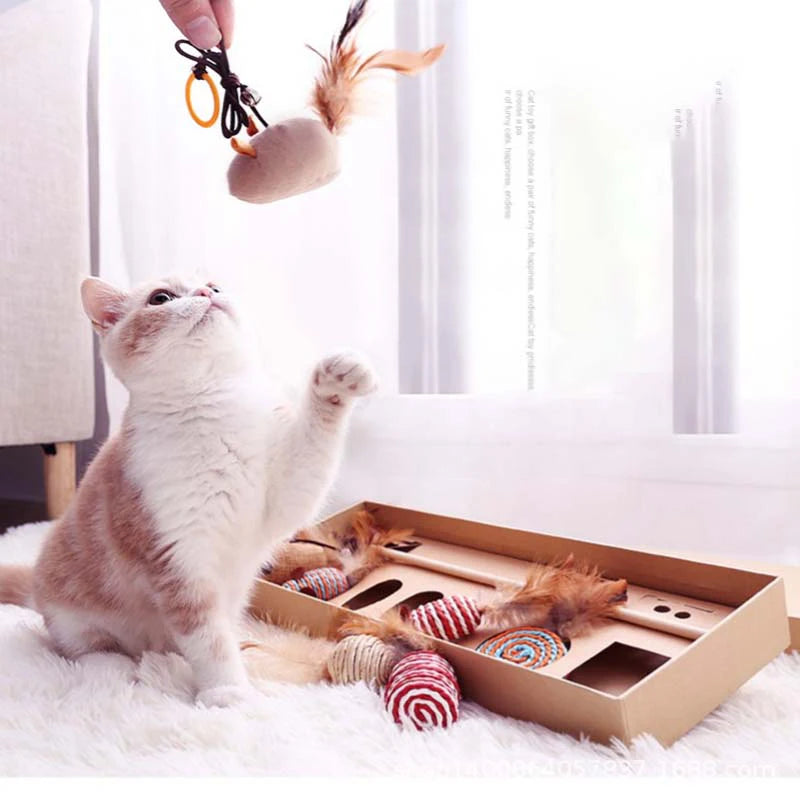 Wood Cat Toy Feather Set